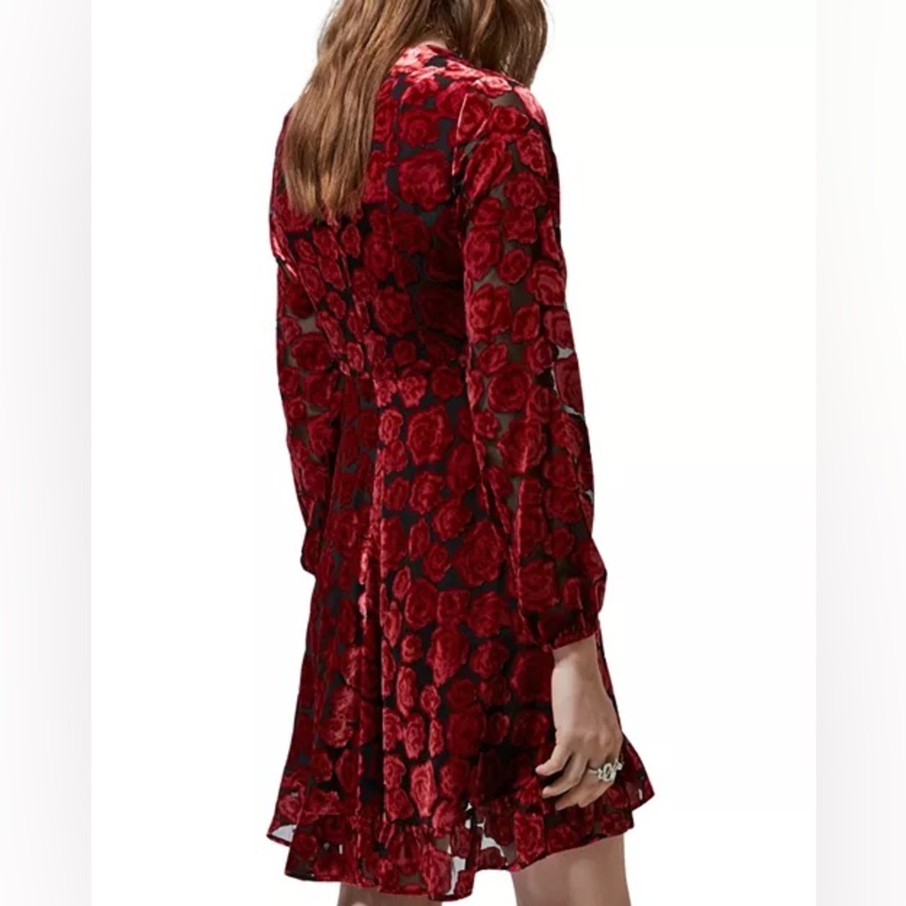 The Kooples Red Floral Velvet Dress - Picture 3 of 11